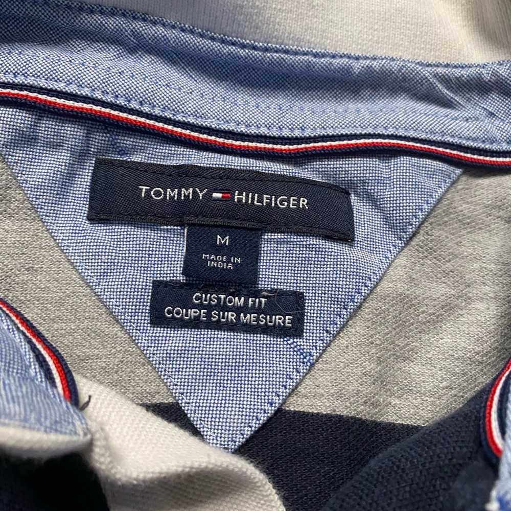 Tommy Hilfiger Men’s Striped Rugby Shirt Size M Custom Fit - Picture 5 of 8